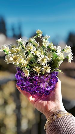 Beaded Vase Purple Color ( Not Include Flower)