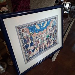 MEXICAN LATINO AMATE FOLK ART -  CLAUDIA MARULO A PAINTING