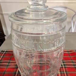 Vintage Glass Planters Mr. Peanut 10.5" Tall Jar w/ Lid