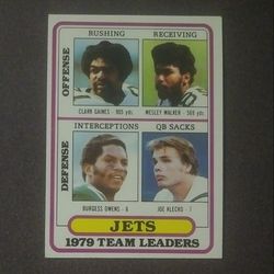 1980 Topps New York Jets N.Y. Checklist 1979 Team Leaders #507 Football Card Vintage Collectible Sports NFL