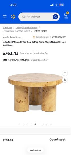 Round warm indoor livingroom wooden coffee table