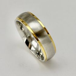 Stainless Steel 6mm Gold Edged Ring