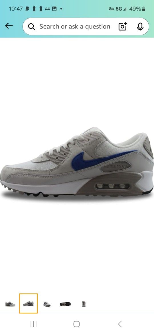 NIKE AIR MAX 90 SIZE 10 WHITE/COLLEGE GRAY/SUMMIT WHITE/RACER BLUE