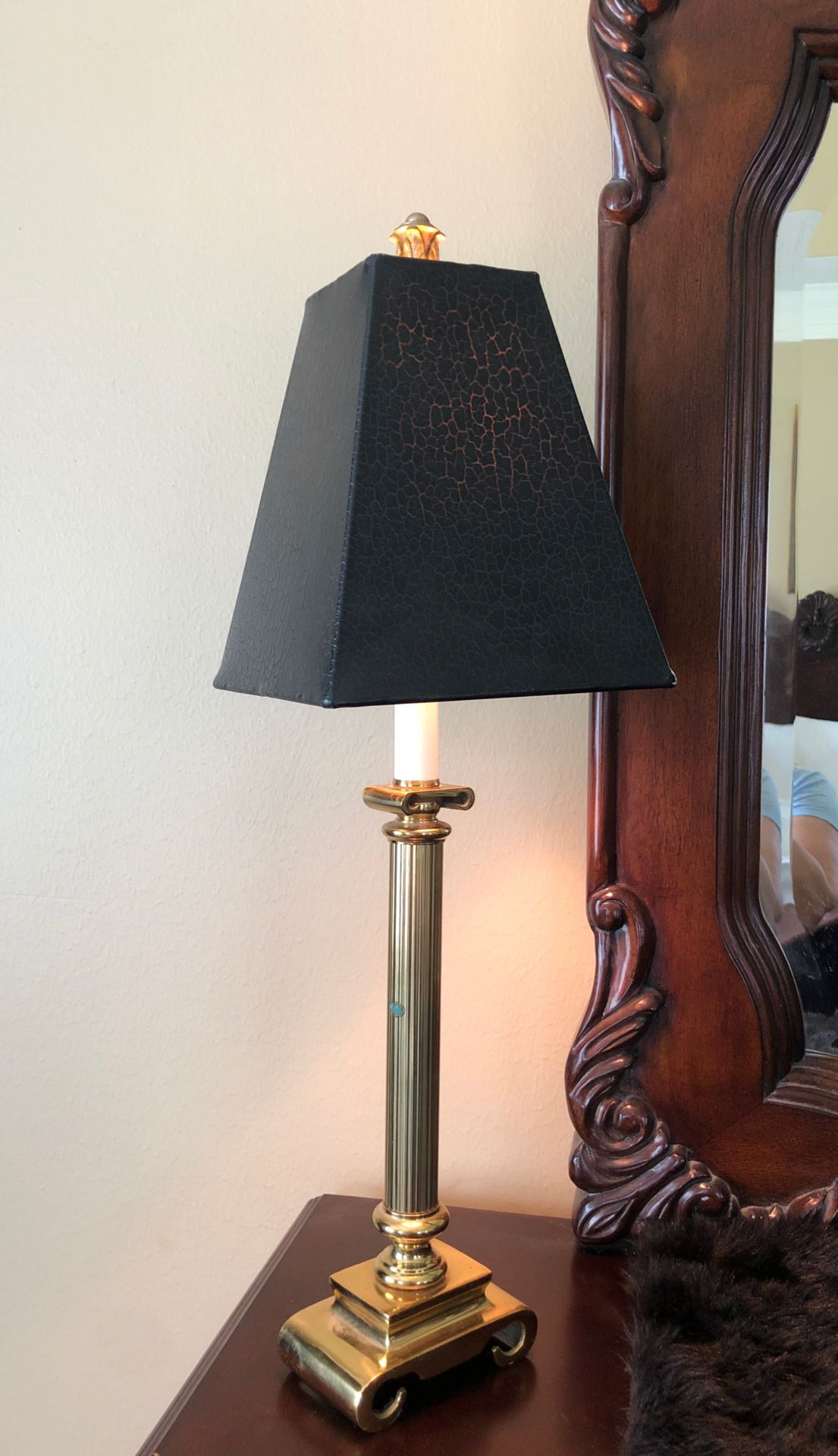Beautiful black cheetah lamp shades on sharp gold clean vase