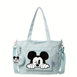Disney Mickey Mouse hand zipper tote mint Bag Light Green Mint color size 14x10x4 in