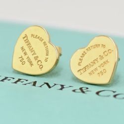 Return To Tiffany Heart Gold Earrings 