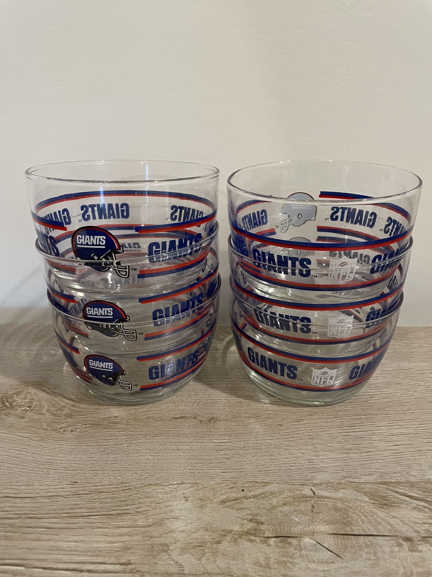 New York Giants Nfl Party Snack Bowl Promotion Libbey Glass Set Of 6