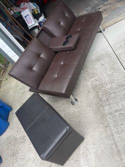 Futon couch and side storage container