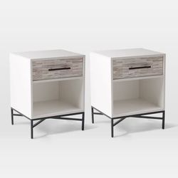 West Elm Wood Tiled Nightstands (Set of 2)
