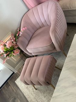 Pink Glam Chair & Foot Stool