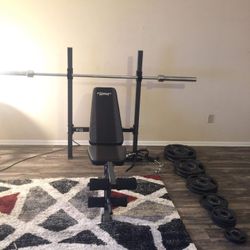 Weight Bench W/ Weight Set & Stand