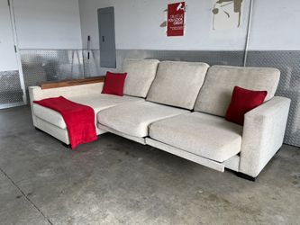Modern Modular Sectional w/ Built-In Wood Arm Trays – Rare Find