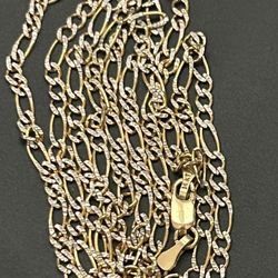 14 K Diamonds Cut Figaro Chain 