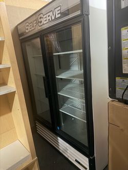 True GDM-49RL-HC-LD Pass-Thru Two-Door Glass Merchandiser Refrigerator