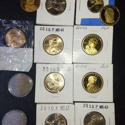 11 Sacagawea And 2 Polk Collectible Dollar Coins
