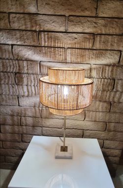 24" Tabletop Lamp with Jute 3 Tier Shade