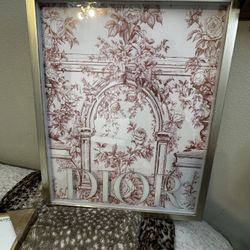 Gold Framed Floral Dior Wall Decor