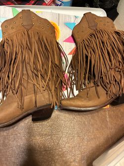 $60-Brown Fringe Western Cowboy Boots