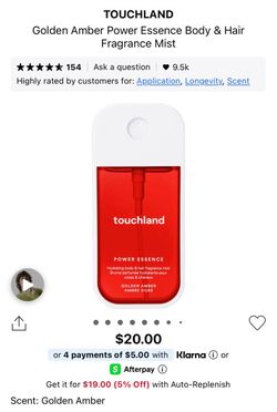 Touchland hair and body mist- golden amber