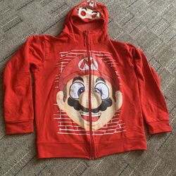 Nintendo Super Mario Bros Youth Zip-Up Red Hoodie Size 14 Mario Costume Graphic