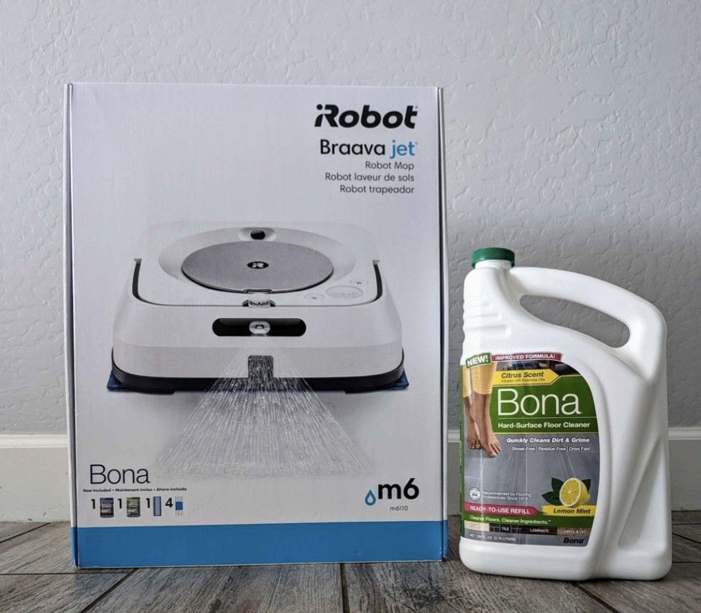 iRobot Braava Jet M6 / M6110 with Box and Bona Cleaner **Less Than HALF PRICE**