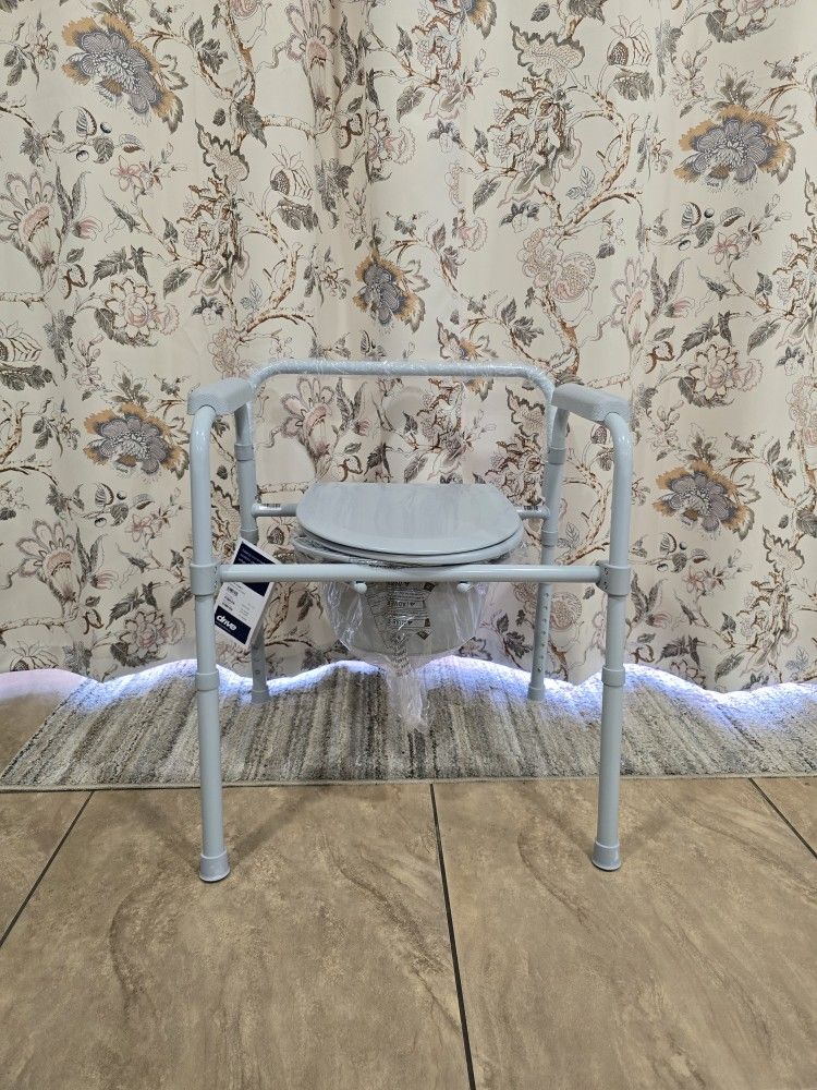 Drive Medical Folding Steel Bedside Commode Chair