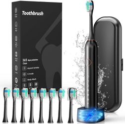 Electric Toothbrush, Sonic Type for Adults & Teens, 8 Brush Heads, Travel Case, 6 Modes, 40000 VPM Electric Motor, IPX7 Waterproof, 2 Minutes Timer, W
