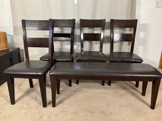 Seating for 6! 4 Dining Chairs & Matching 4 Ft. Bench READ DESCRIPTION & SEE PICS
