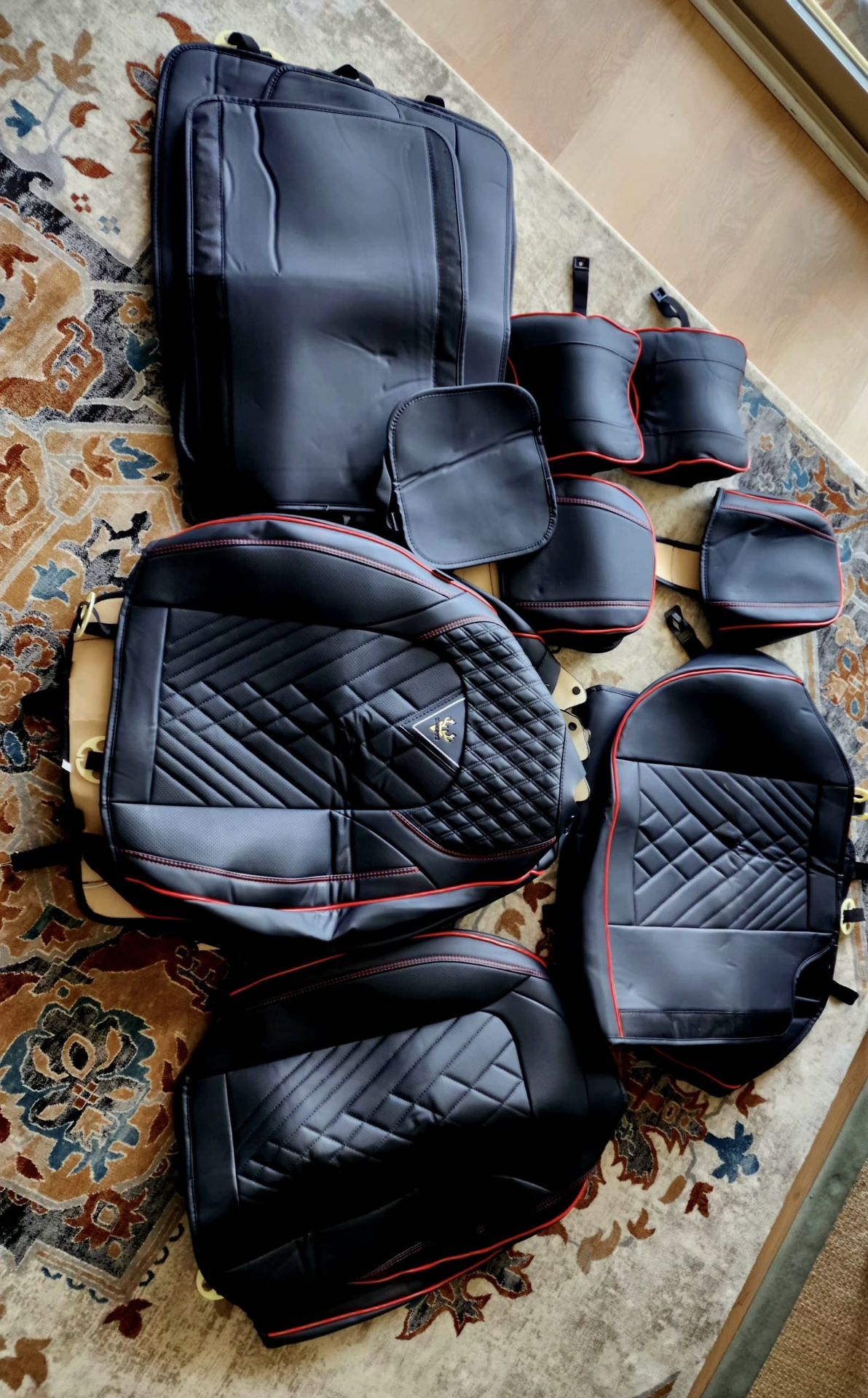 Brand New Kia K4 2025 Seat Covers & Floor Mats – Black Leather Set