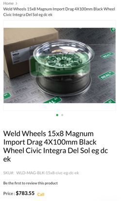 Weld Wheels 15x8 Magnum Import Drag 4X100mm