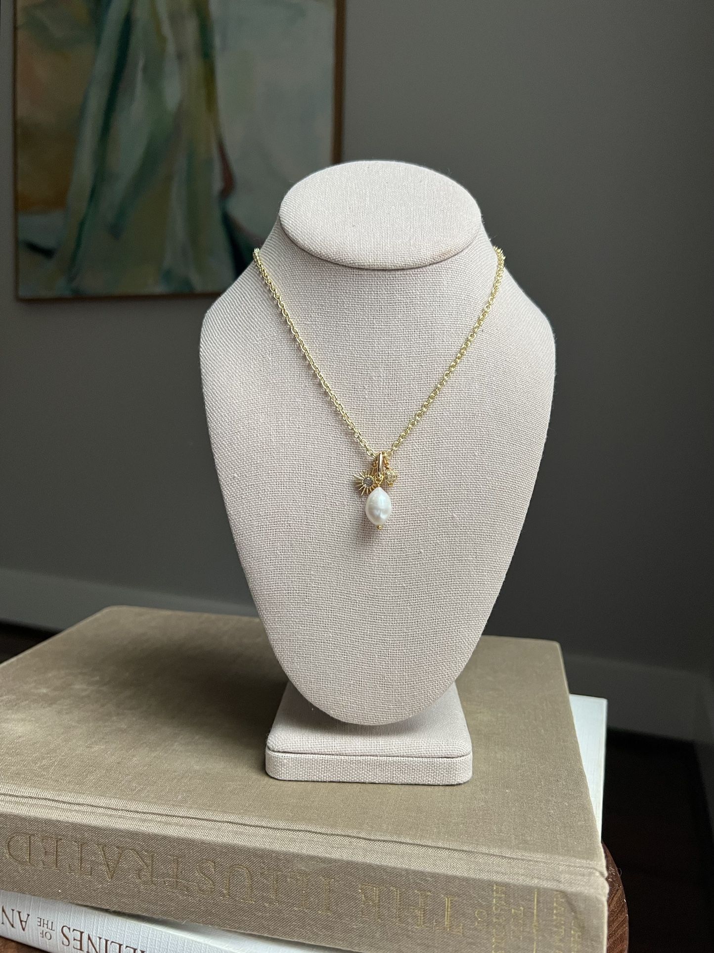 Pearl Charm Necklace 16” ( firm on price )