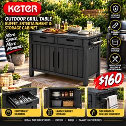 Keter Outdoor Grill Table Storage Cabinet