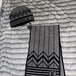 LV Louis Vuitton beanie and scarf