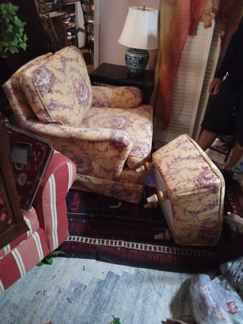 French Provision Down Filled armchair And Matching Ottoman