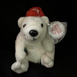 Coca Cola Bear Collector Beanie Baby Style With Baseball Cap