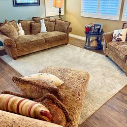 Three Piece Living Room Set—sofa, oversized chair, chaise lounge.