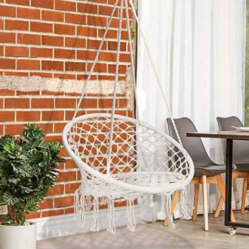 ZENY™ Hanging Hammock Chair Macrame Swing Chair Hanging Cotton Rope Swing for Indoor Outdoor Patio Garden Porch Large Swing Chairs