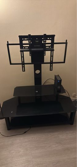 Black Glass TV Stand with Mount