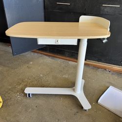 Rolling Desk Adjustable Height w Drawer and Wheels, Standing Desk, Mobile Computer Laptop Desk Cart
