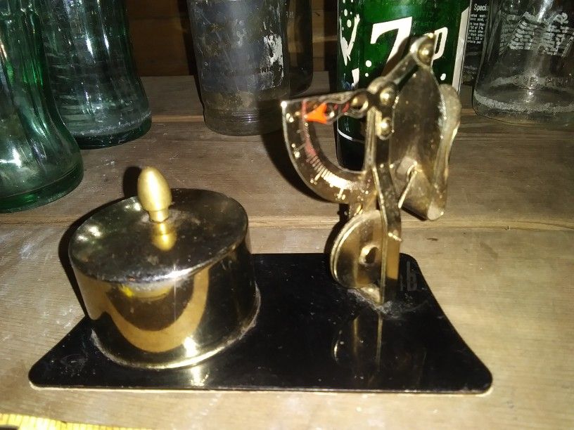 Vintage Desk Postal Scale And Stamp Holder
