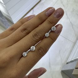 Round Lab Diamond and Studs with Removable Round Earring Jackets 1.50ctw