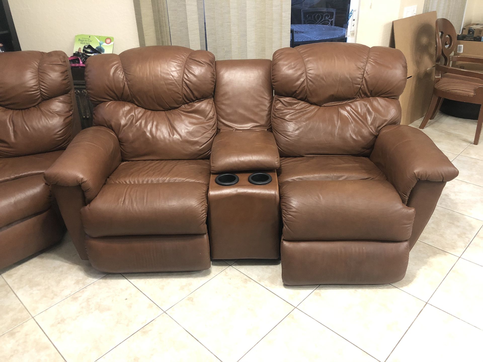 Real leather sectional couch