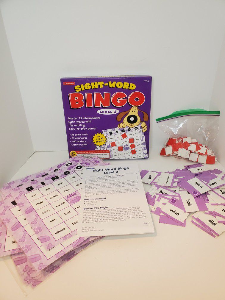 Lakeshore Sight Word Bingo Level 2 Game Classroom Homeschool Reading Tutoring
