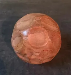 Wooden Decorative Sphere – Carved Geometric Design, Home Decor