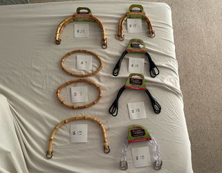 New Purse n-alize-it! Handbag Handles Arched Craft Supply Bamboo Wood Clear Plastic