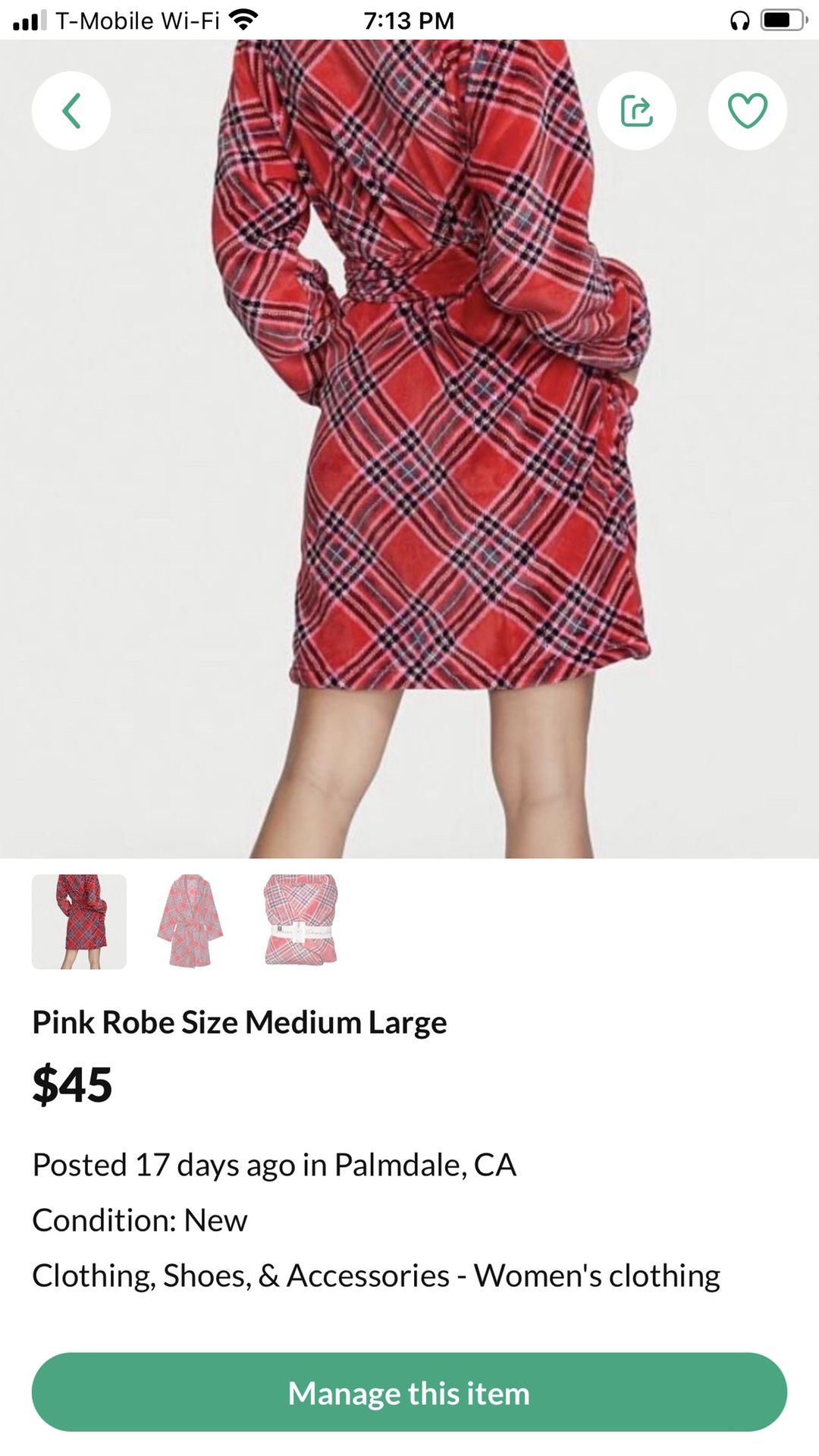 Victoria Secret Robe Size Medium Large