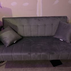 Light Grey Couch w/ Gold Hardware