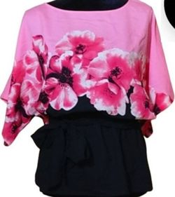 NEW YOUK & COMPANY DOLEMAN STYLE PEPLUM BLOUSE
