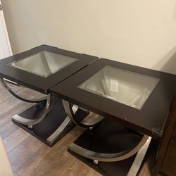 2 Glass Top Side Tables Both For $40