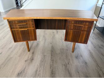 Mid Century Modern MCM Curved / Angled Desk in Walnut